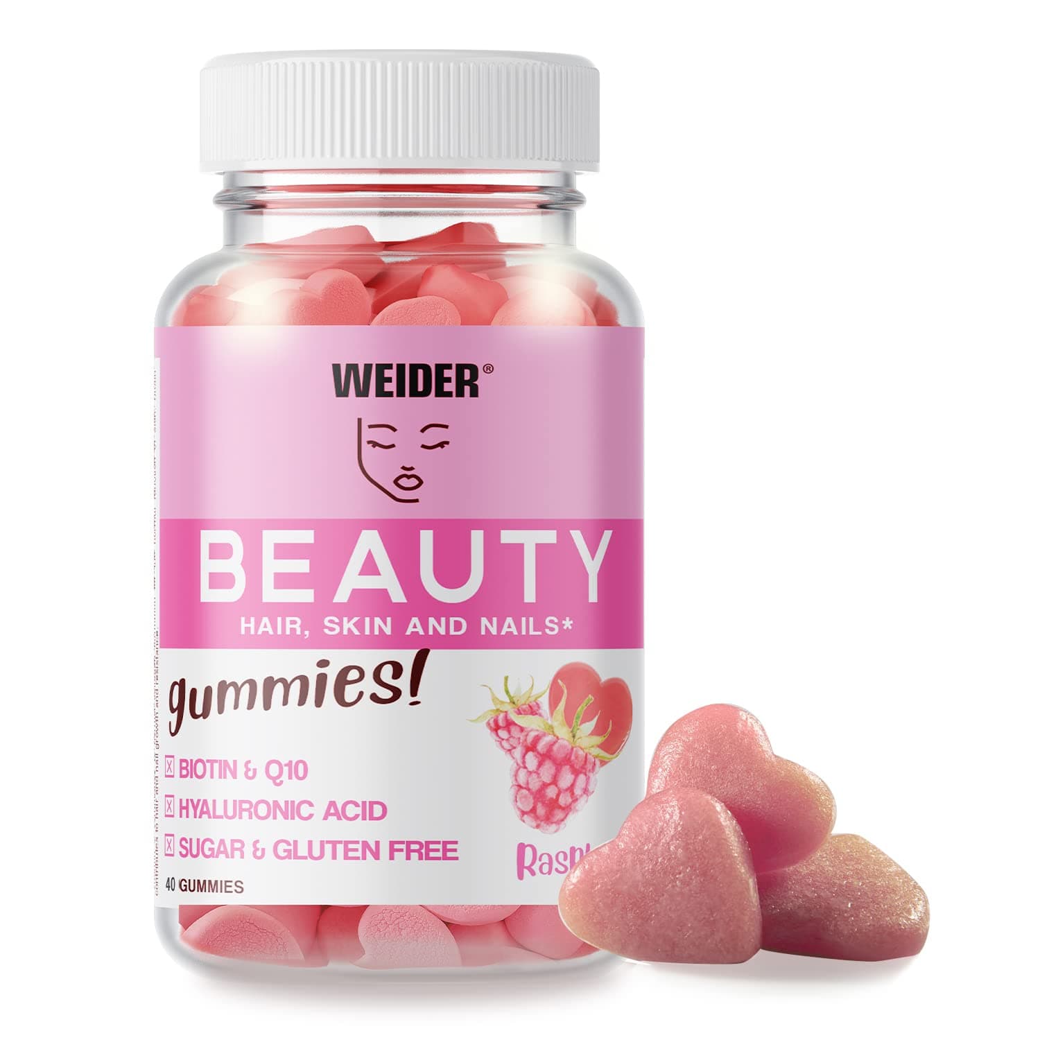 Beauty Gummies - Nourishes Hair, Nails and Skin - Anti-ageing Formula with Q19 - Sugar- Free - Gluten-Free - biotin - Vitamin C - zinc - 40 Gummies