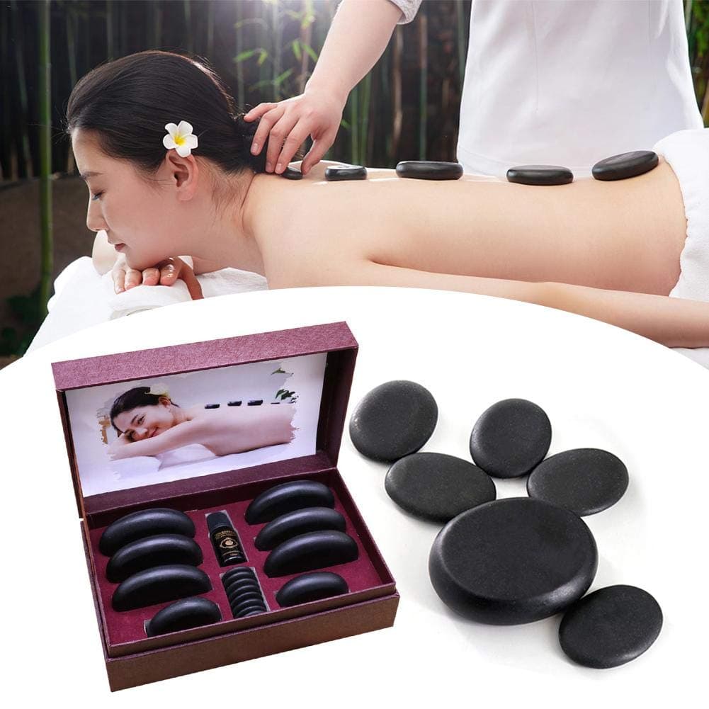 Jilijia Hot Rocks Massage Stones Gift Set, Professional Massage Hot Stone Set and Gem Massage, Portable Massage Stone Heater Kit for Spas, Massage Therapy, Relaxation