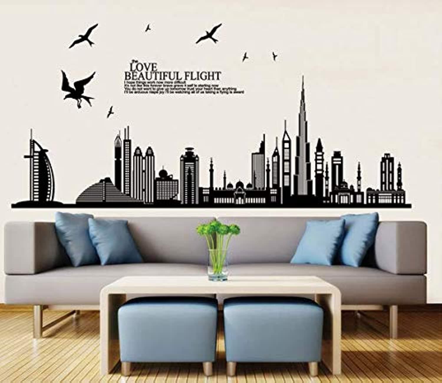 COOLBABY Diy wall stickers dubai lanDSCape building living room wall decals wallpaper