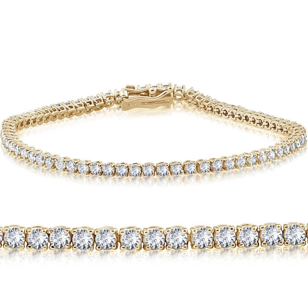 P3 POMPEII314k Yellow Gold 3 ct Round Cut Diamond Tennis Bracelet 7"