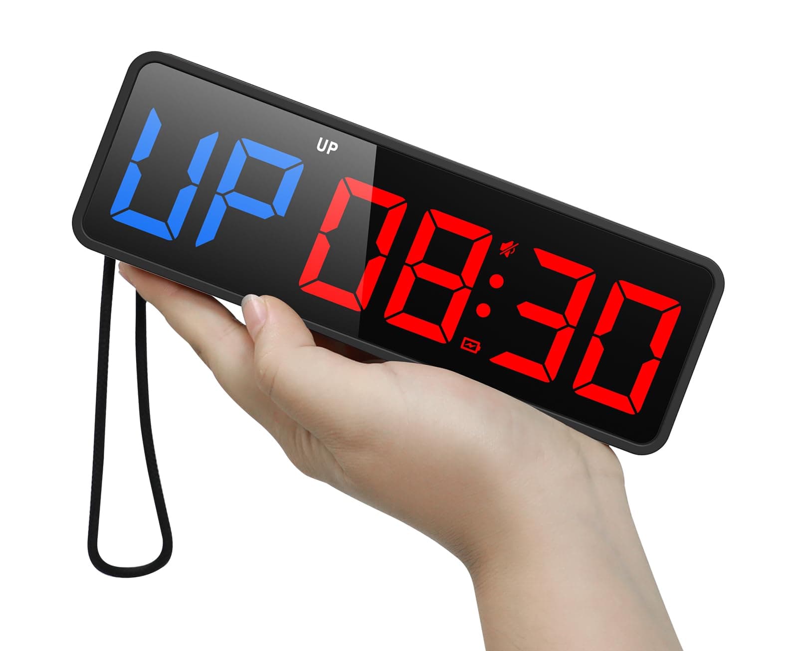 Small Portable Gym Timer Clock, Count Down/UP, Stopwatch, Workout Interval Timer with Powerful Battery, Strong Magnet, Remote Control, Adjustable Brightness, Digital Timer for Home/Garage