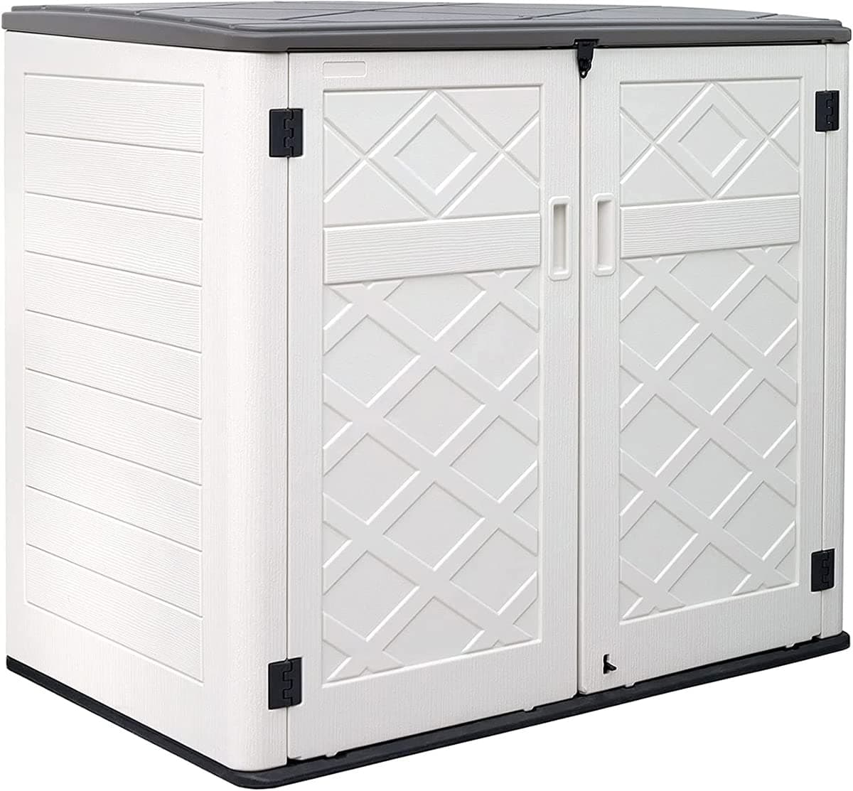 Larger Outdoor Storage Shed Weather Resistance, Horizontal Outdoor Storage Box Waterproof for Garden, Patios, Backyards, 48 Cu.ft Capacity for Garbage Cans, Lawn Mower, Garden Tools