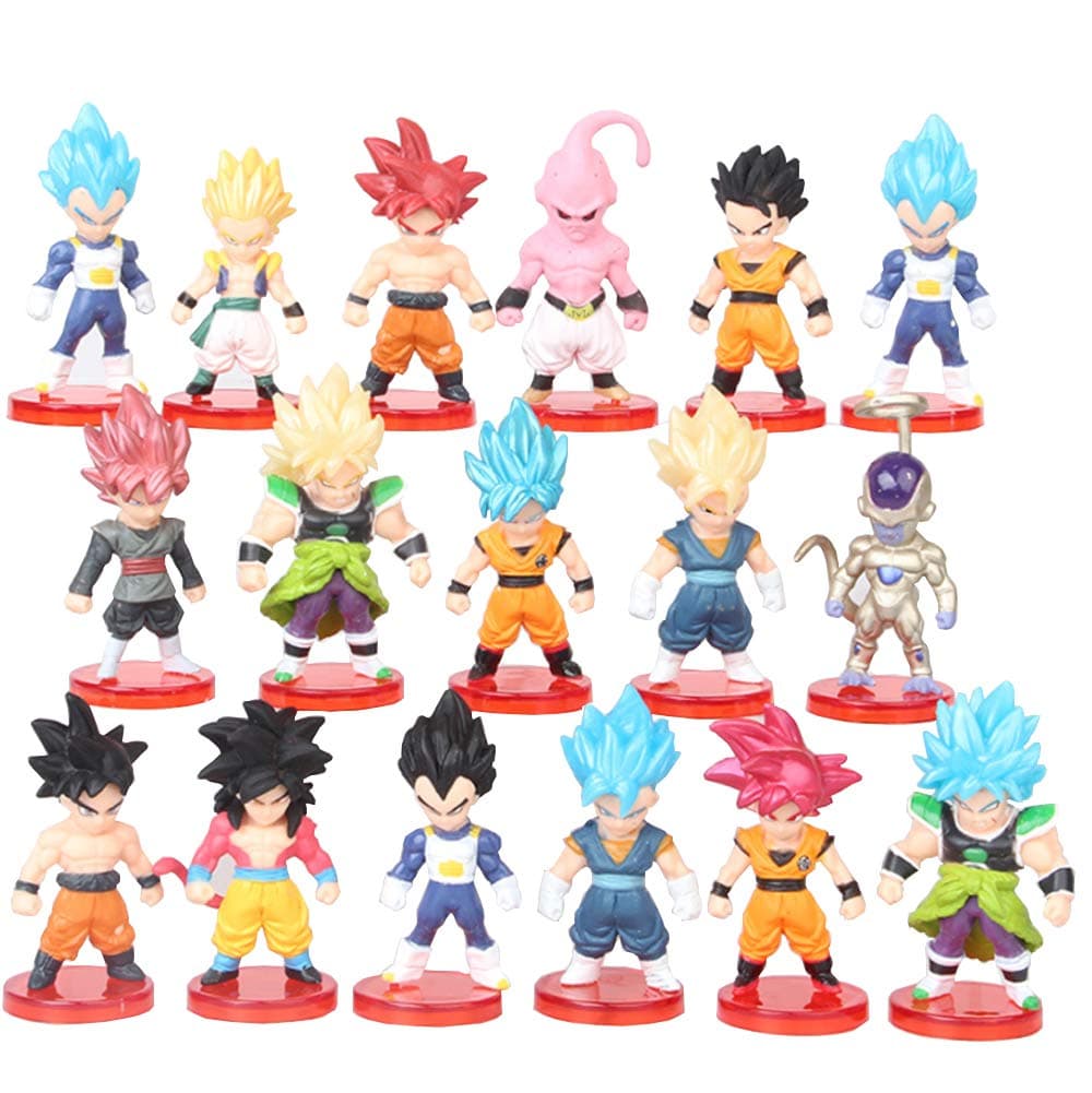 16 Pack Dragon Ball Z Cake Toppers,Dragon Ball Toy Collection Gift，3" Goku Figures Cake Toppers Set，Dragon Ball Z party supplies