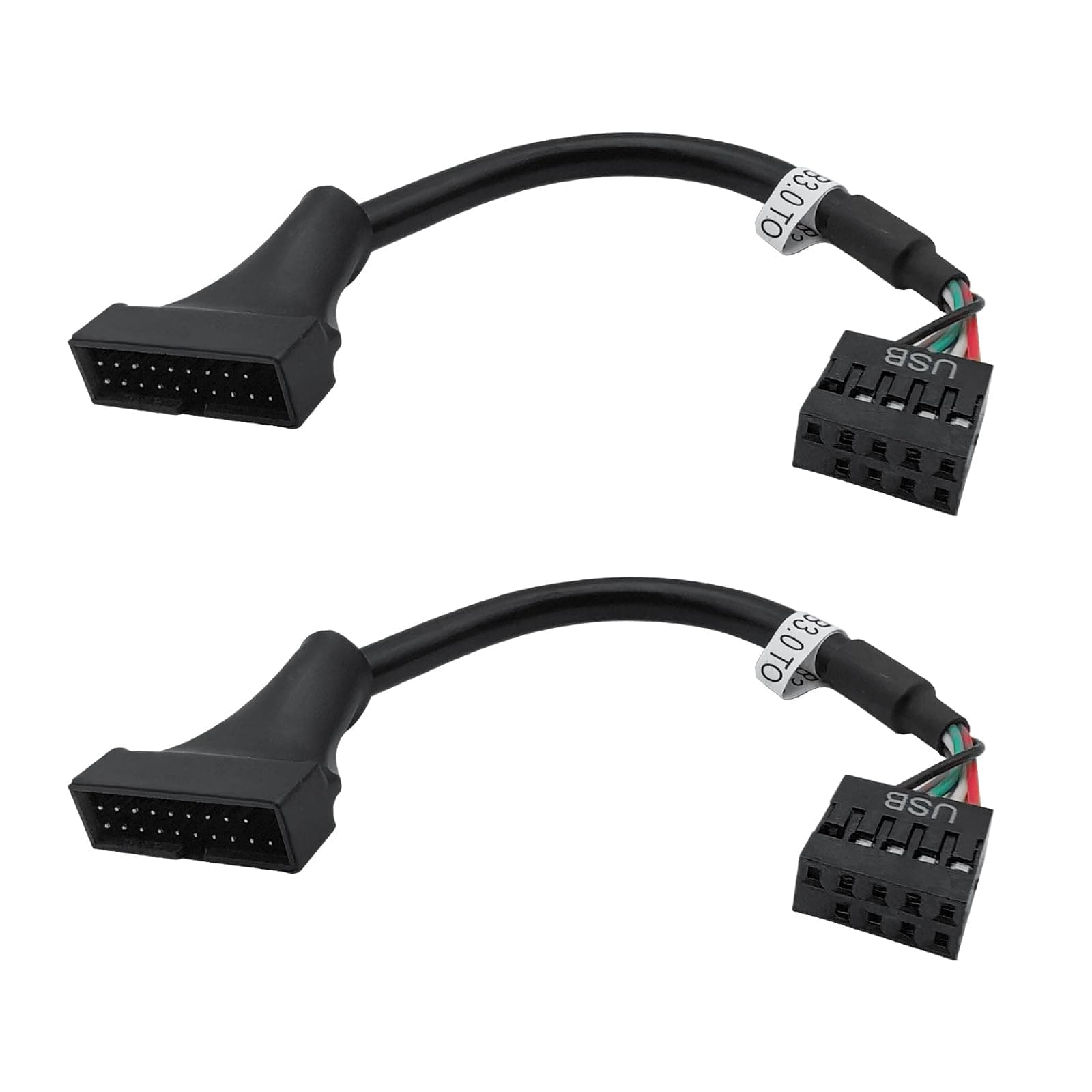 2pcs 12cm USB 3.0 19 Pin Male to USB 2.0 9 Pin Female Connector Cable Cord(USB3.0 Male to USB2.0 Female Cable)