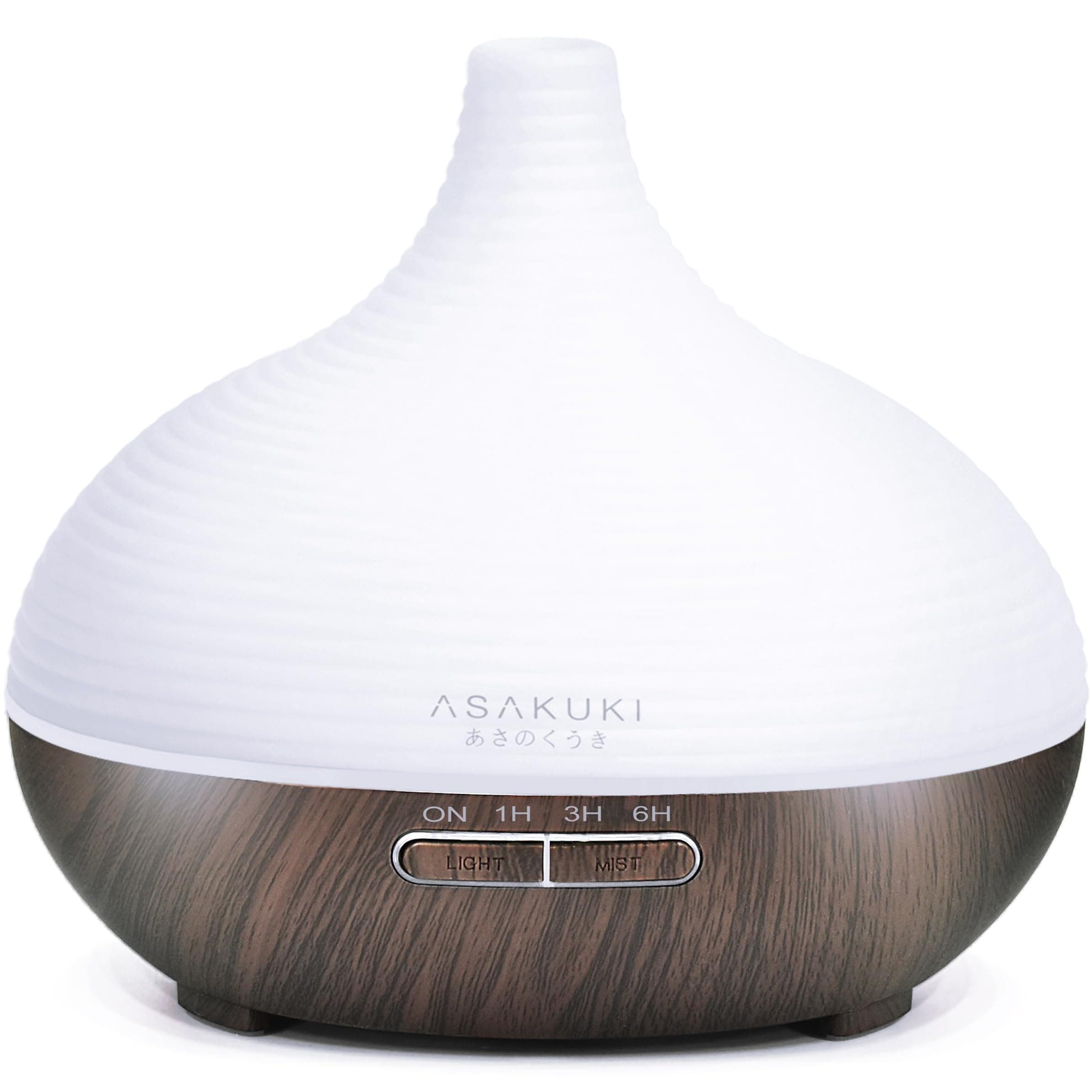 ASAKUKI 300ml Essential Oil Diffuser, Premium 5 In 1 Ultrasonic Aromatherapy Scented Oil Diffuser Vaporizer Humidifier, Timer and Auto-Off, 7 LED Light Colors-Brown