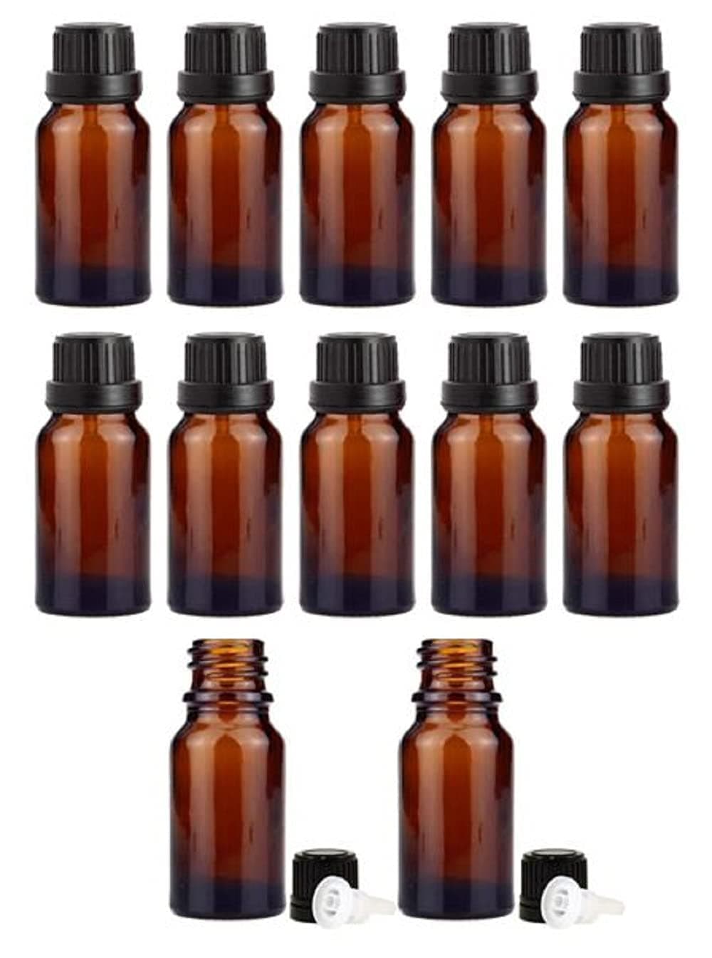 Empty Amber Glass Bottle 30ml, Set of 12 with Leak Proof Euro Dropper Black Cap. Ideal to Store Essential Oils, Fragrances, Medicines, DIY Perfumes, Homeopathy & Refillable