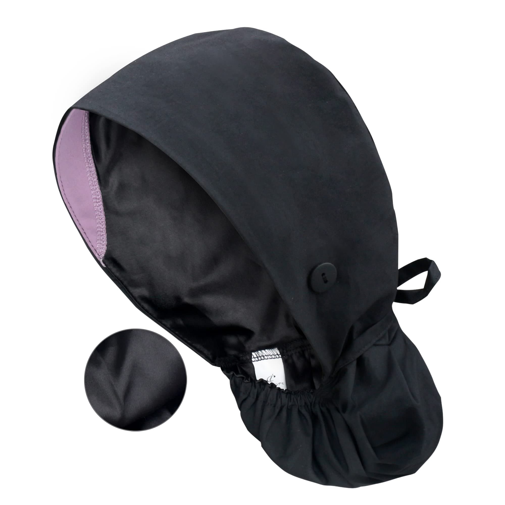 Adjustable Working Cap with Button, Satin-Lined Hat, Cotton Working Hat Sweatband, Elastic Tie Back Hats Unisex