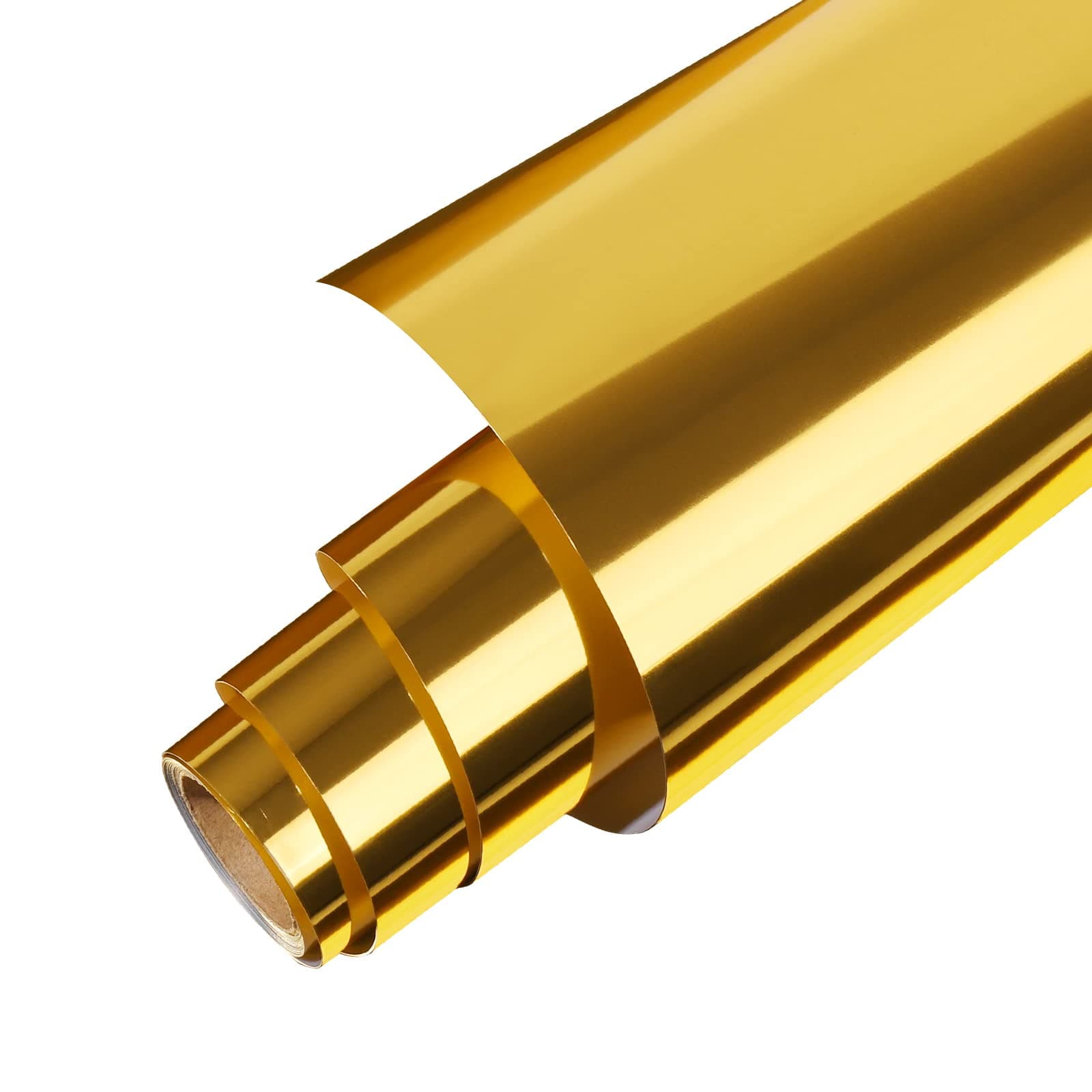 Gatichetta Heat Transfer Vinyl Roll, Metallic Foil Gold Iron On Vinyl 12" X 6ft Chrome HTV Vinyl for Garments