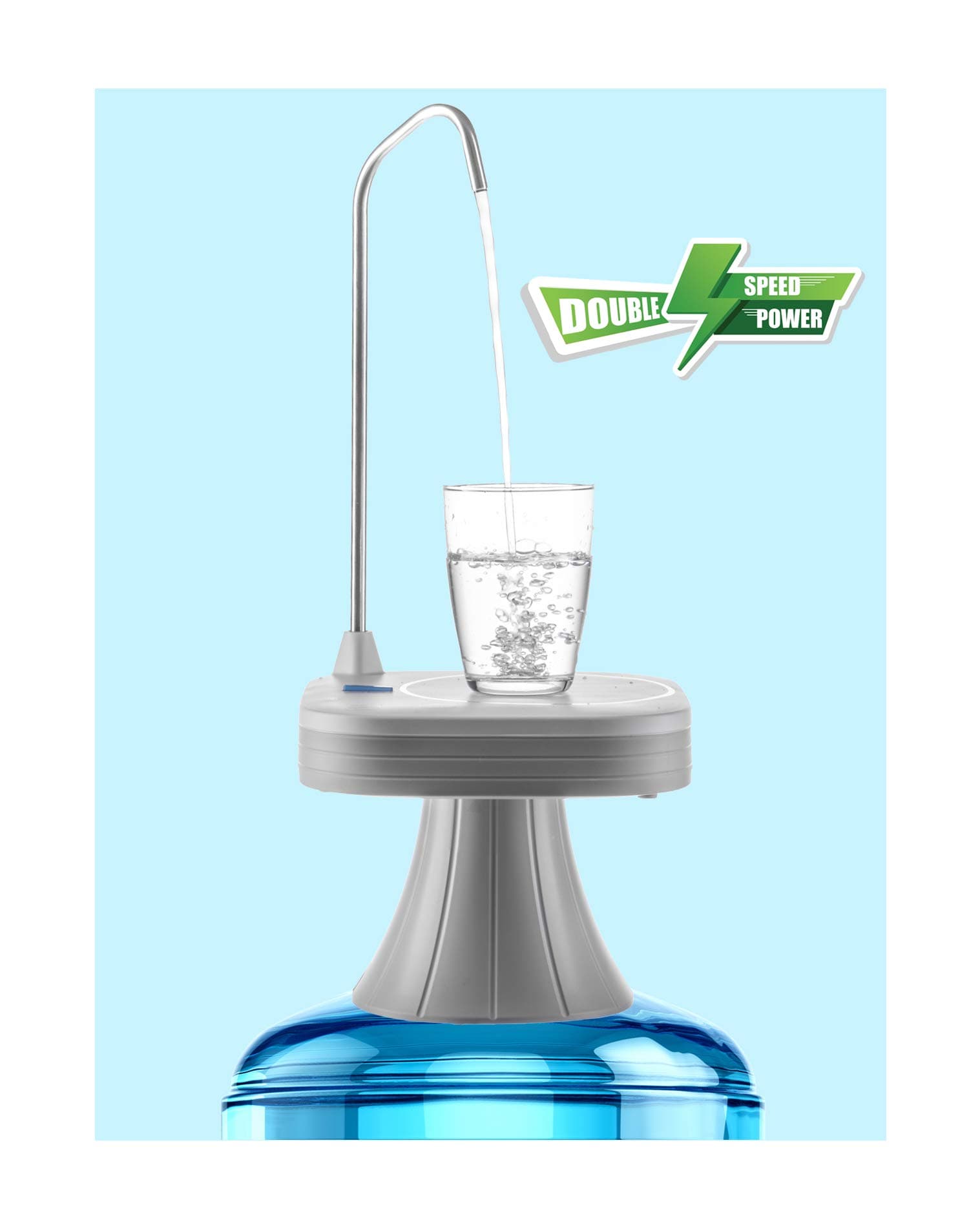 Tissaj 304 Food Grade Stainless Steel Spout Electric Rechargeable Portable Compact Food Grade Stainless Steel and Silicone Water Dispenser Pump for 20 L Water Cans/Bottles/Bubble Top (Rapid-White)