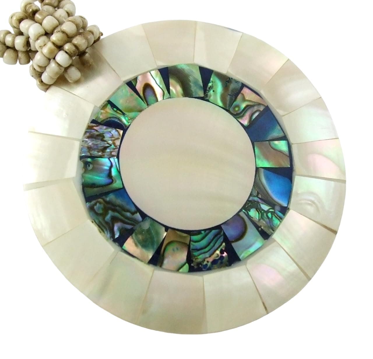 Round Iridescent Paua Abalone Necklace for Women, Natural Mother of Pearl Necklace, Handmade 19 Inch Beads Abalone Shell Seashell Jewelry AA192