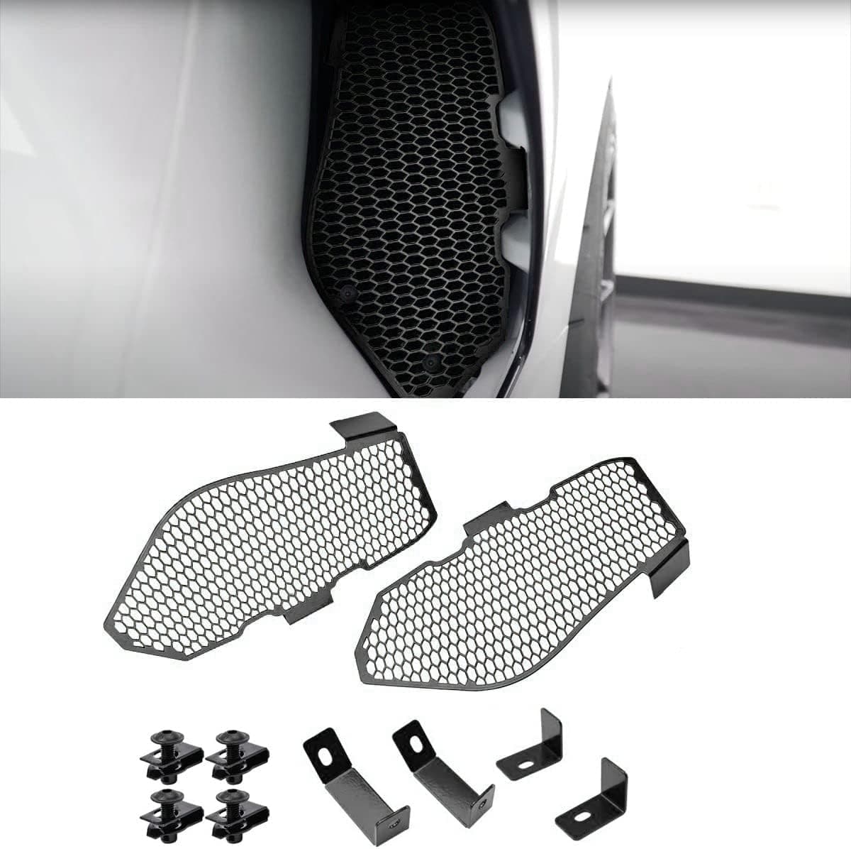 2PCS Black Side Intake Mesh Grilles Insert,OEM Style Aluminum Driver and Right Passenger Side Radiator Air Intake Vent Guards Mesh Set Accessories for Corvette C8 Stingray Z51 2020+