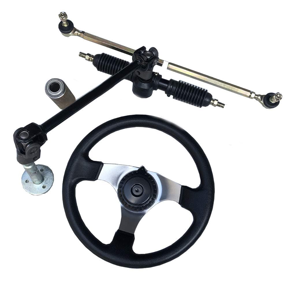 Go-Kart Steering Wheel Kit, 300mm Steering Wheel 320mm Gear Rack Pinion Adjustable Shaft Set,Assembly Replacement for Go Cart ATV UTV 110cc 125cc 140cc 150cc