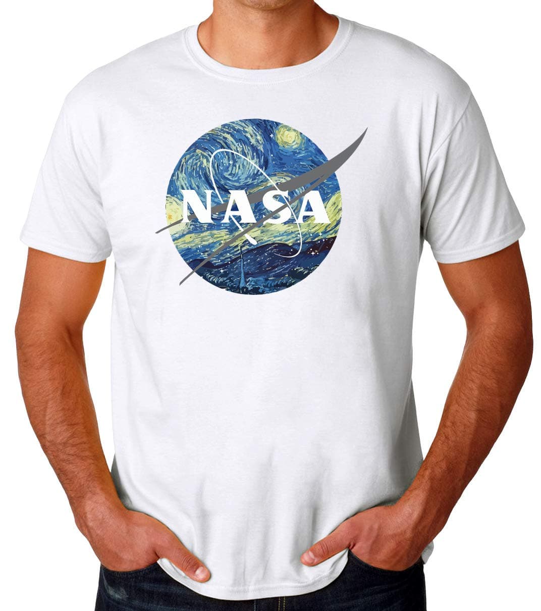 NASA Logo Van Gogh Men's T-Shirt Small White