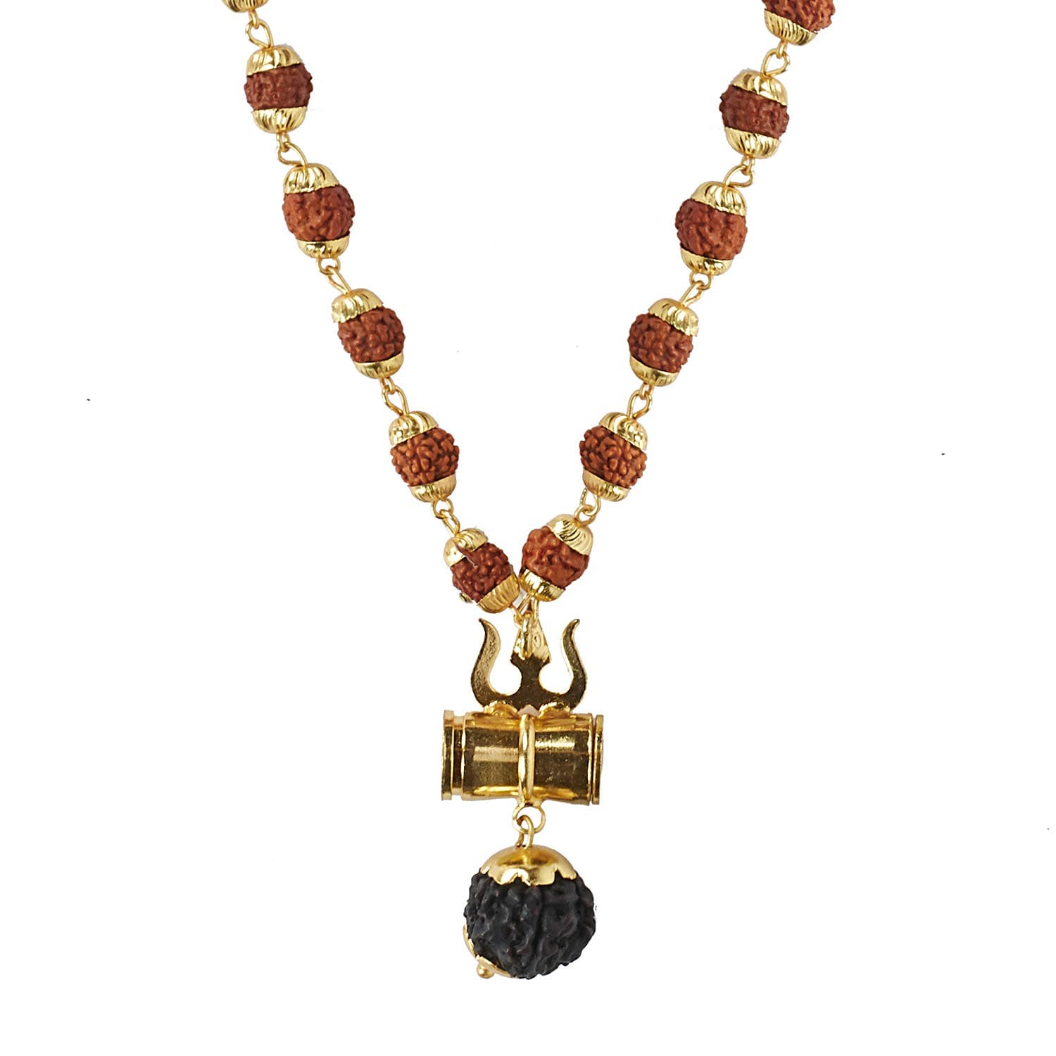 Shining Jewel Traditional Indian Designer Long Necklace with Trishul and Damru Style for Men (SJ_2790)