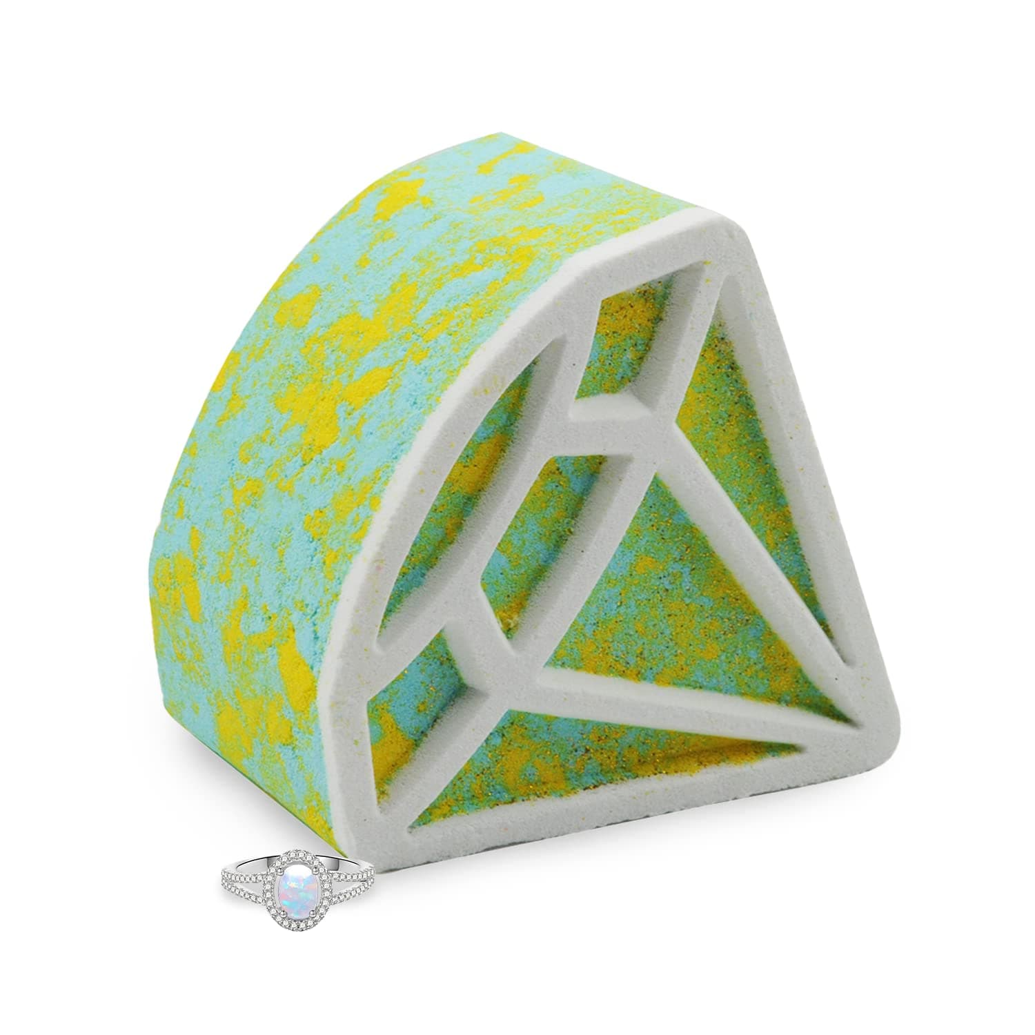 Royal Essence Stardust Opal Bath Bomb with Jewellery Inside (Surprise 925 Sterling Silver Jewellery Valued at £50 to £3,000) Ring Size 6