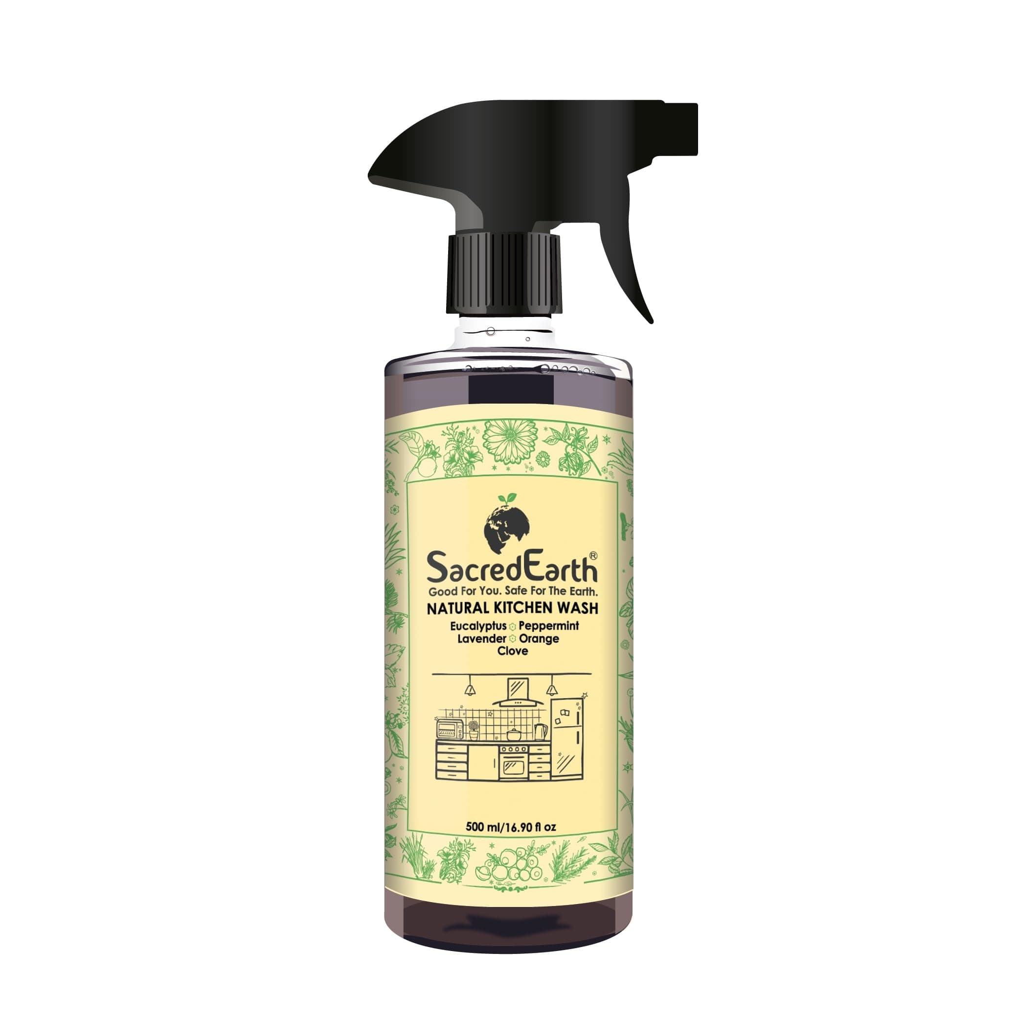 SacredEarth Natural Kitchen Cleaner With Orange, Lavender, Clove, Eucalyptus And Peppermint - 500ml