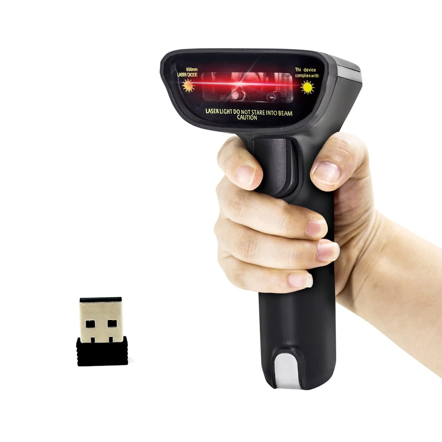 1D Wireless Laser Barcode Scanner, 2in1 2.4GHz Wireless USB Wired Handheld Barcode Reader, 6708LA