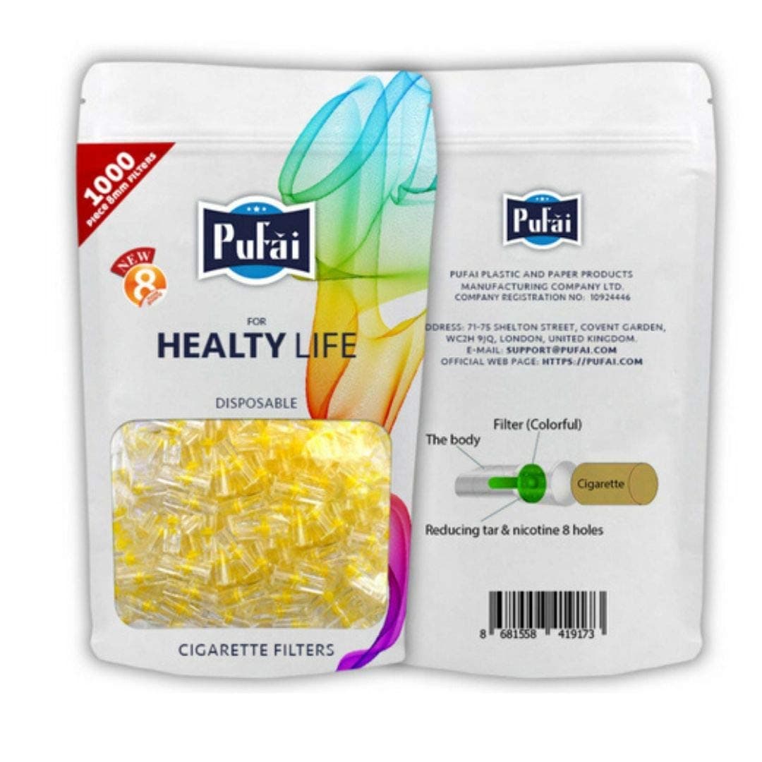 Pufai مرشحات السجائر متوافق 8 مللي متر الأحجام العادية 1000 قطعة في حزمة