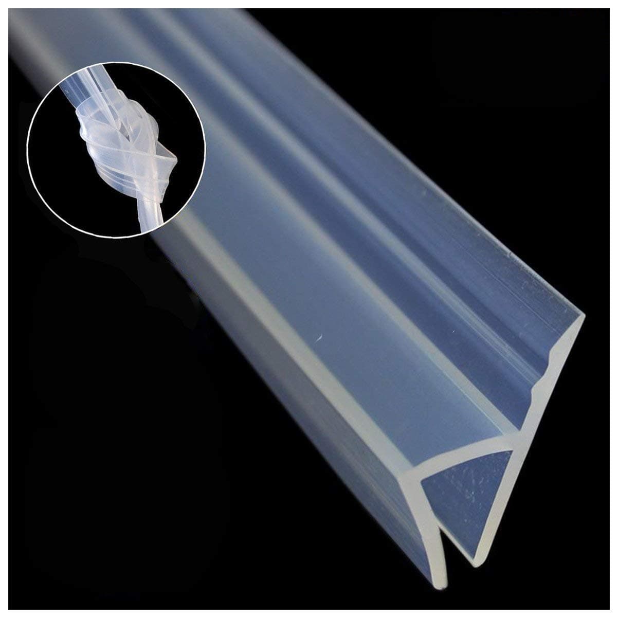 Shower Screen Door Seal, 3M Long Bath Glass Shower Door Seal Strip (No Silicone Sealant Include) Flexible for 6 mm Glass Durable Weatherproof Silicone