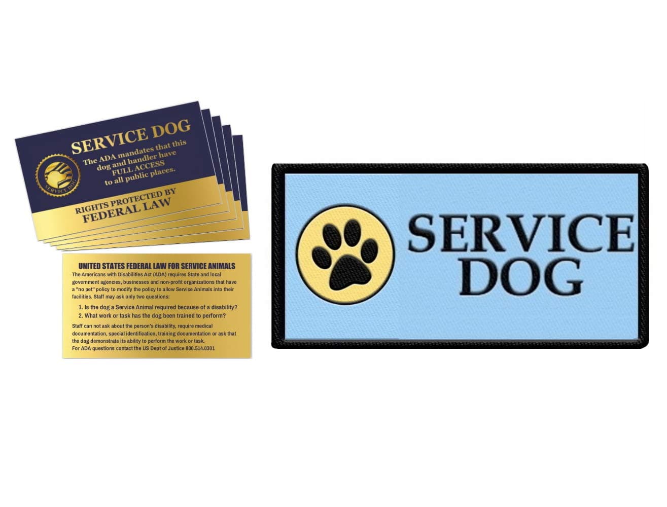 WORKINGSERVICEDOG.COM Service Dog Sew On Patch - Includes Five Service Dog Law Handout Cards – for Service Dog Vest or Harness