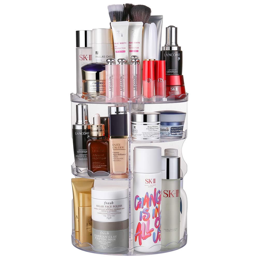 Jerrybox Makeup Organizer 360° Rotating Cosmetic Storage, Adjustable Multi-Function Spinning Vanity Organizers, Compact Size with Large Capacity, Fits Different Types of Cosmetics and Accessories
