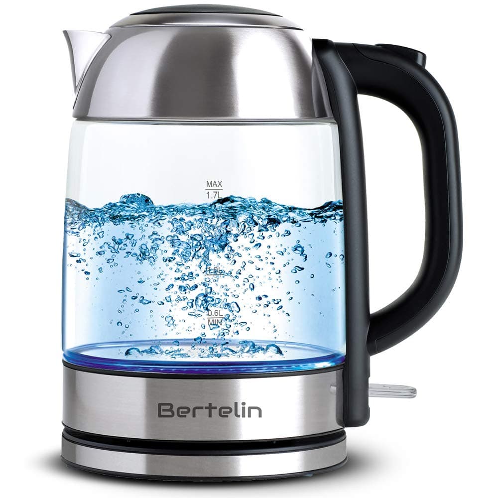 Bertelin Cordless Electric Glass Kettle - LED Illuminating, 1.7 Litre