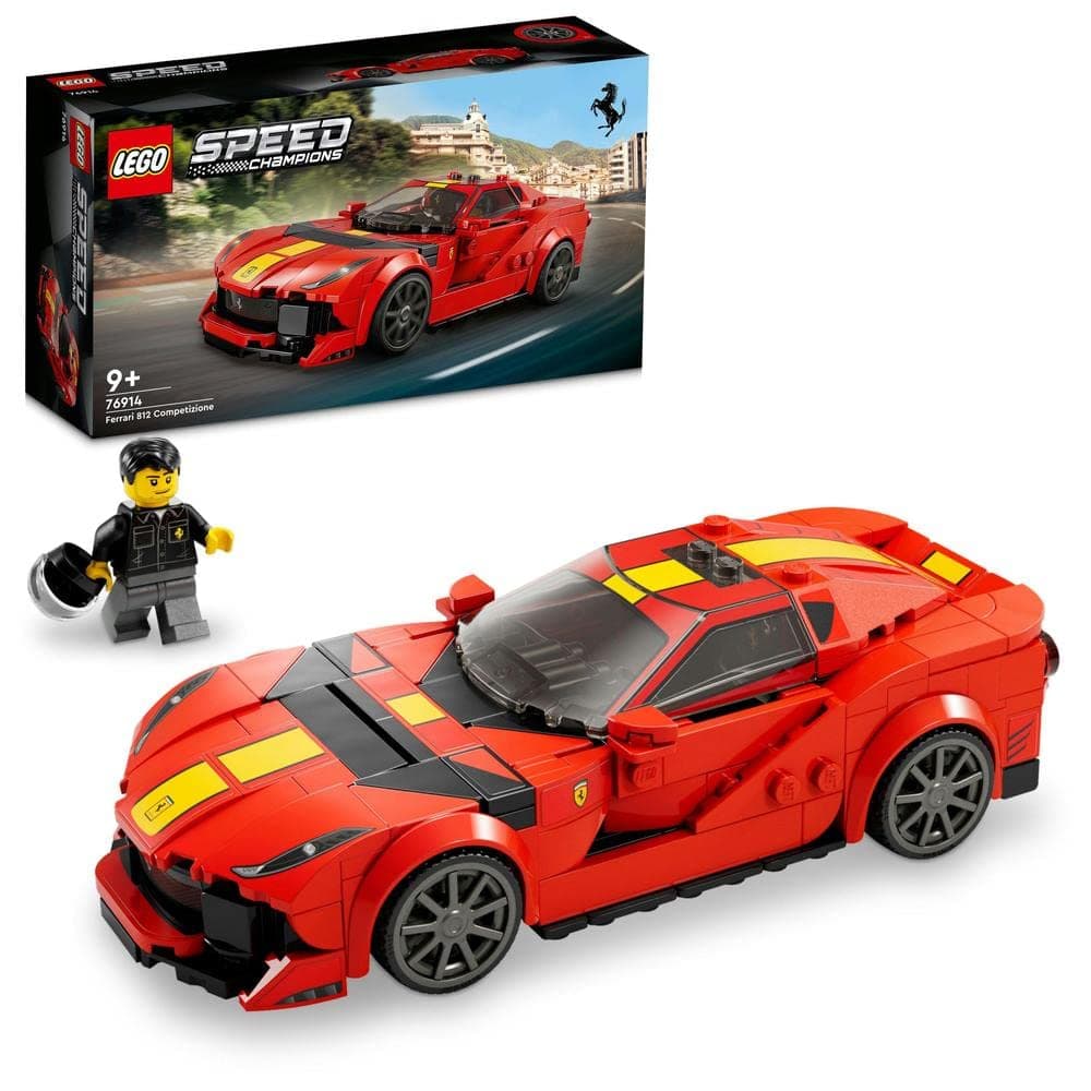 76914 Speed Champions Ferrari 812 Competizione, Sports Car Toy Model Building Kit for Kids, Boys & Girls, 2023 Series, Collectible Race Vehicle Set