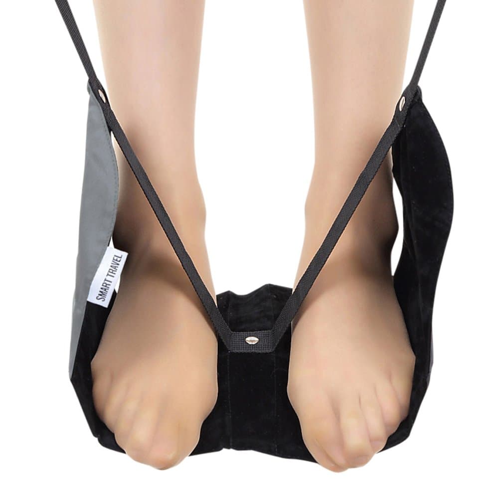 Portable Travel Footrest 2nd Generation/Easy Carry & Setup Foot Rest Ultralight Compact Smart Hammock-Style,for Air Plain and Buses (2-G2. 2nd Generation Premium Gray)