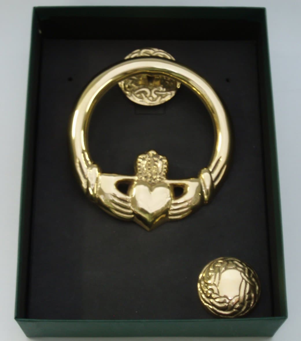 Medium Brass Claddagh Door Knocker Round Back