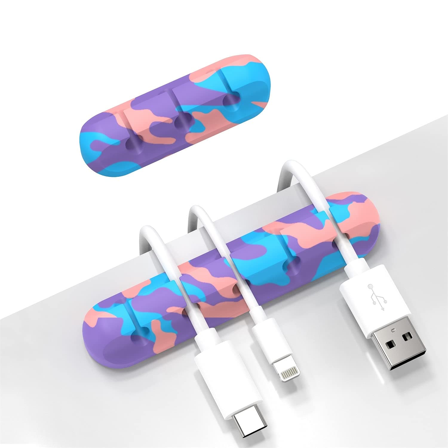 Cable Organizer, Cord Organizer Cable Management, Cable Clips USB Cable Holder Wire Organizer Cord Clips,(5, 3 Slots Colourful)