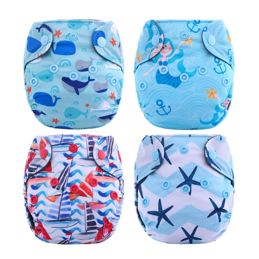 Thank u Mom Pocket Newborn Cloth Diapers for Less Than 12pounds Baby 4 Pack (girl prints2)