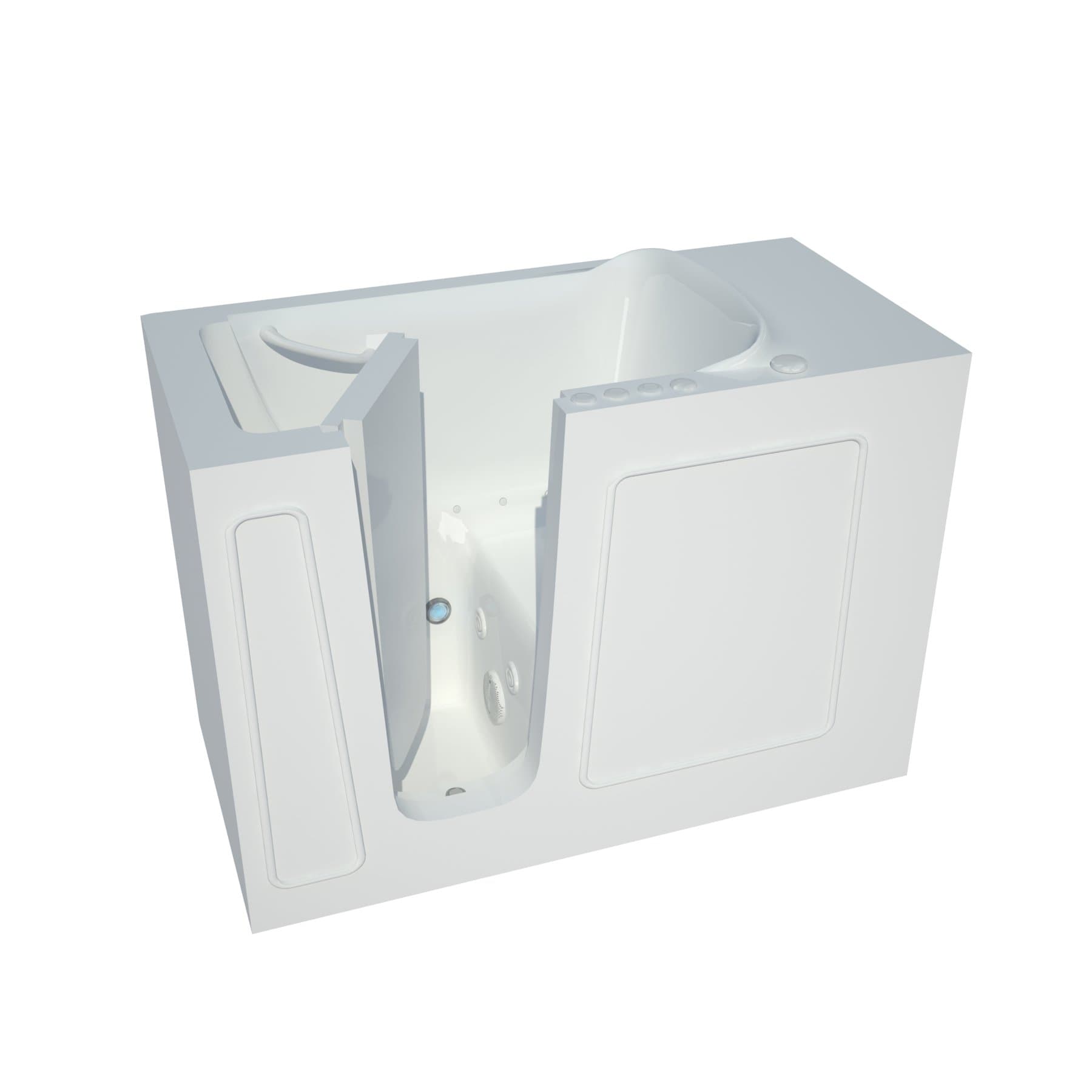 MT2653LWD Compact 26 by 53 by 38-Inch Dual Hydrotherapy and Air Jetted Walk In Bathtub Spa Left Side Door, White