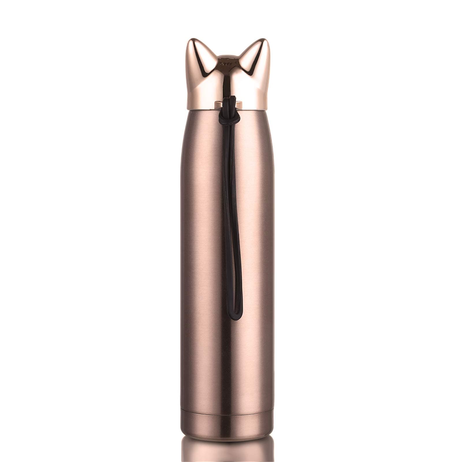 Cute Cat Coffee Travel Mug,Stainless Steel Vacuum Flask,Leak-proof Present Insulation Water Bottle for Kids Girls,Portable Thermal Tumbler,320 Milliliter(Golden)