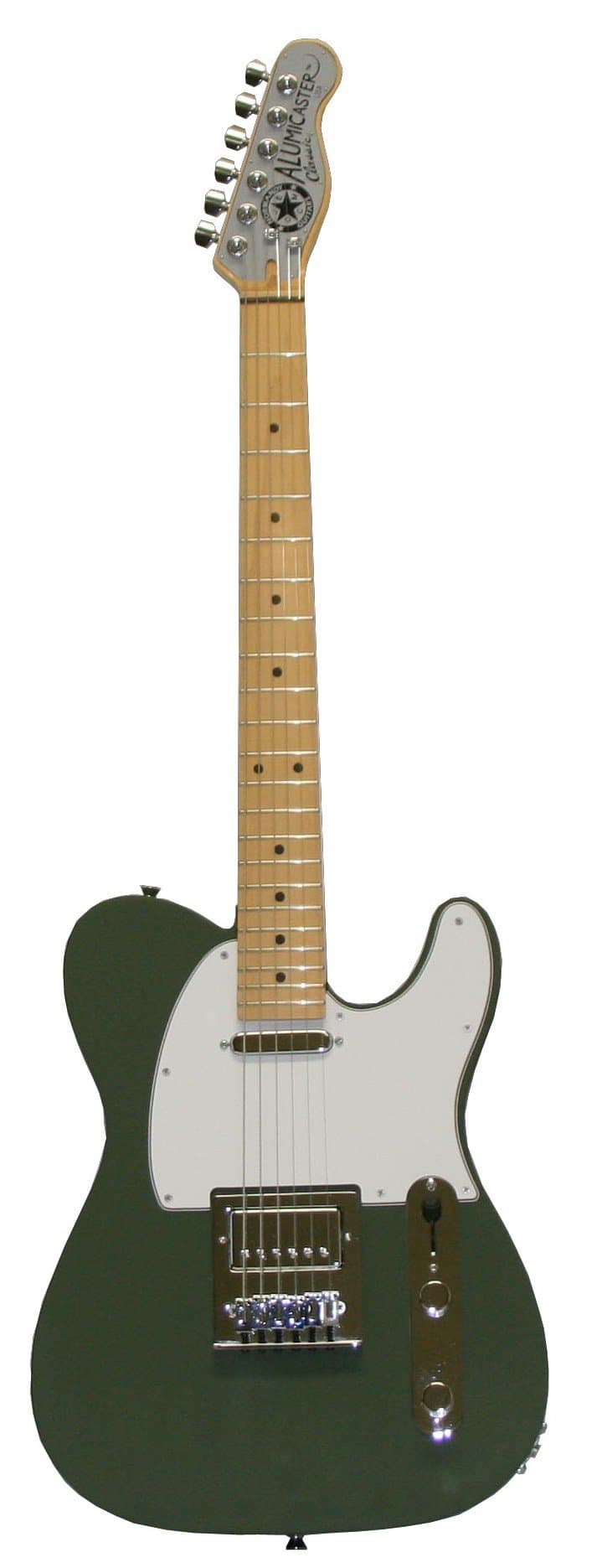 Normandy Alumicaster Electric Guitar, Powder Coated Army Green with Maple Fretboard