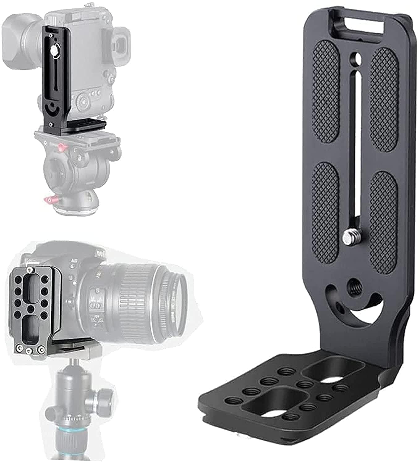 DSLR Camera L Bracket Vertical Horizontal Switching Tripod Quick Release Plate Compatible with Canon Nikon Sony DJI Osmo Stabilizer Tripod Monopod