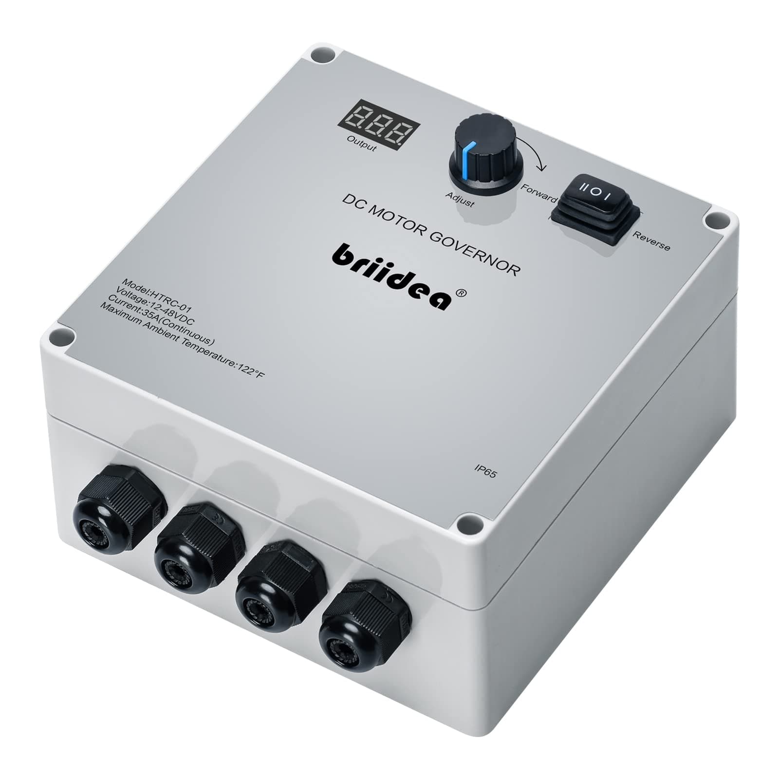 Briidea PWM Controller, DC 12-48V 35A Waterproof Motor Speed Controller with Forward-Brake-Reverse Switch, Adjustable Potentiometer and LED Display, Easy Assembly, Perfect for Trolling Boat Motor