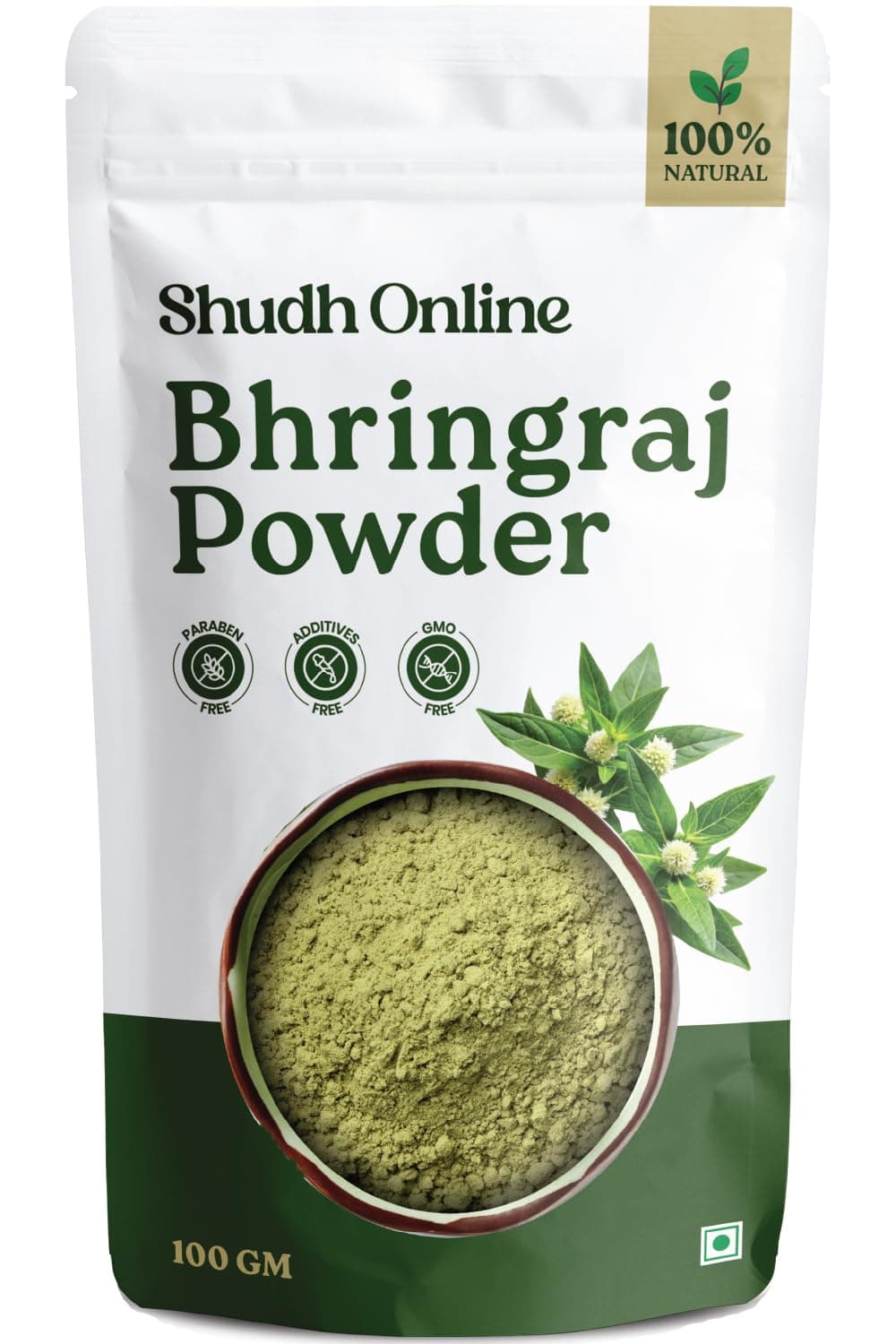 Shudh Online Organic Bhringraj Powder for Hair Growth, Skin and Eating (100 Grams) - 100% natural, Eclipta alba, Bringraj Powder, Bhringrajasava, Bringaraja