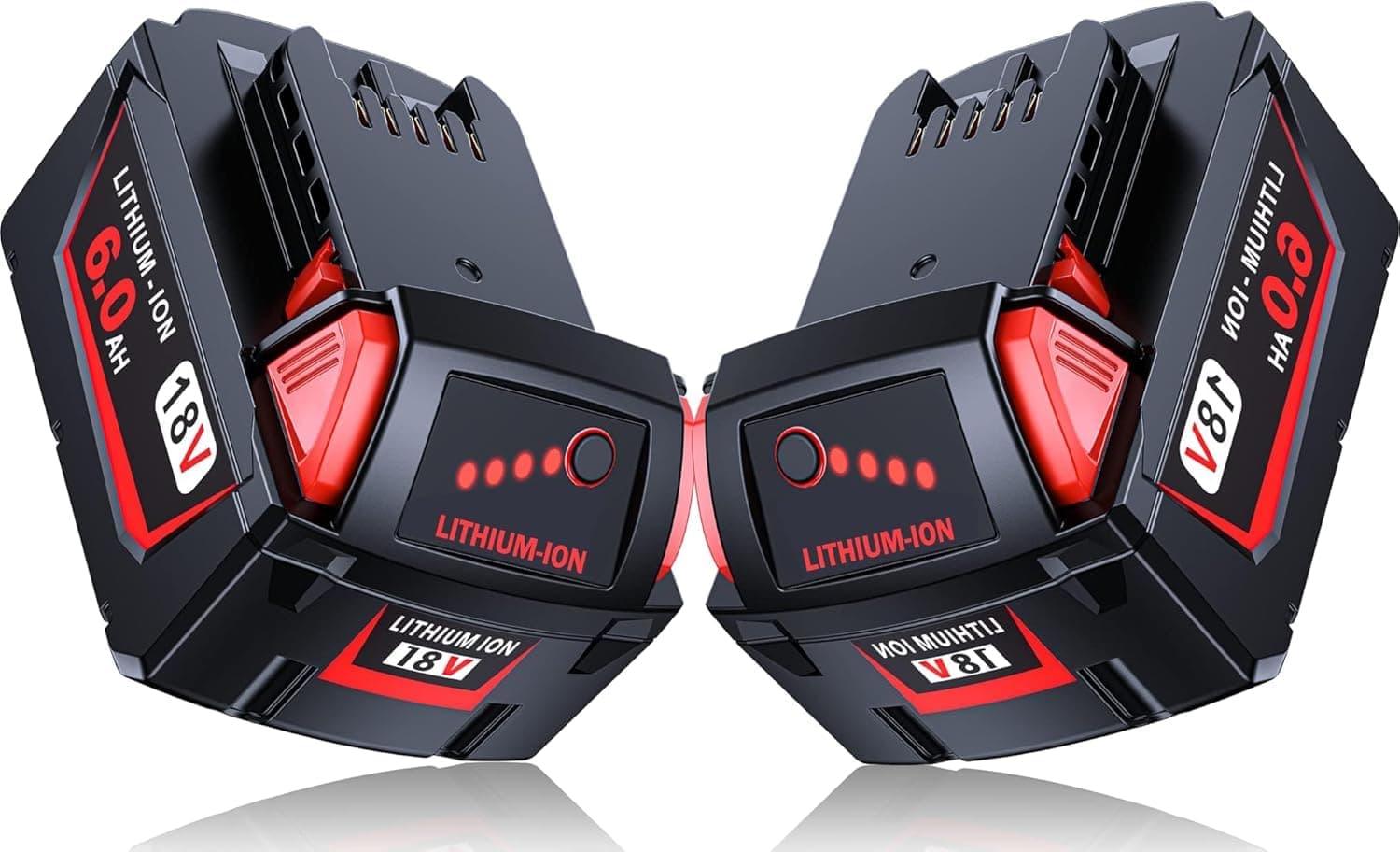 LONG FIT 2 Pack | Replace for Milw&ukee M18 Battery 6.0Ah, Original M18 Charger (48-11-1860)