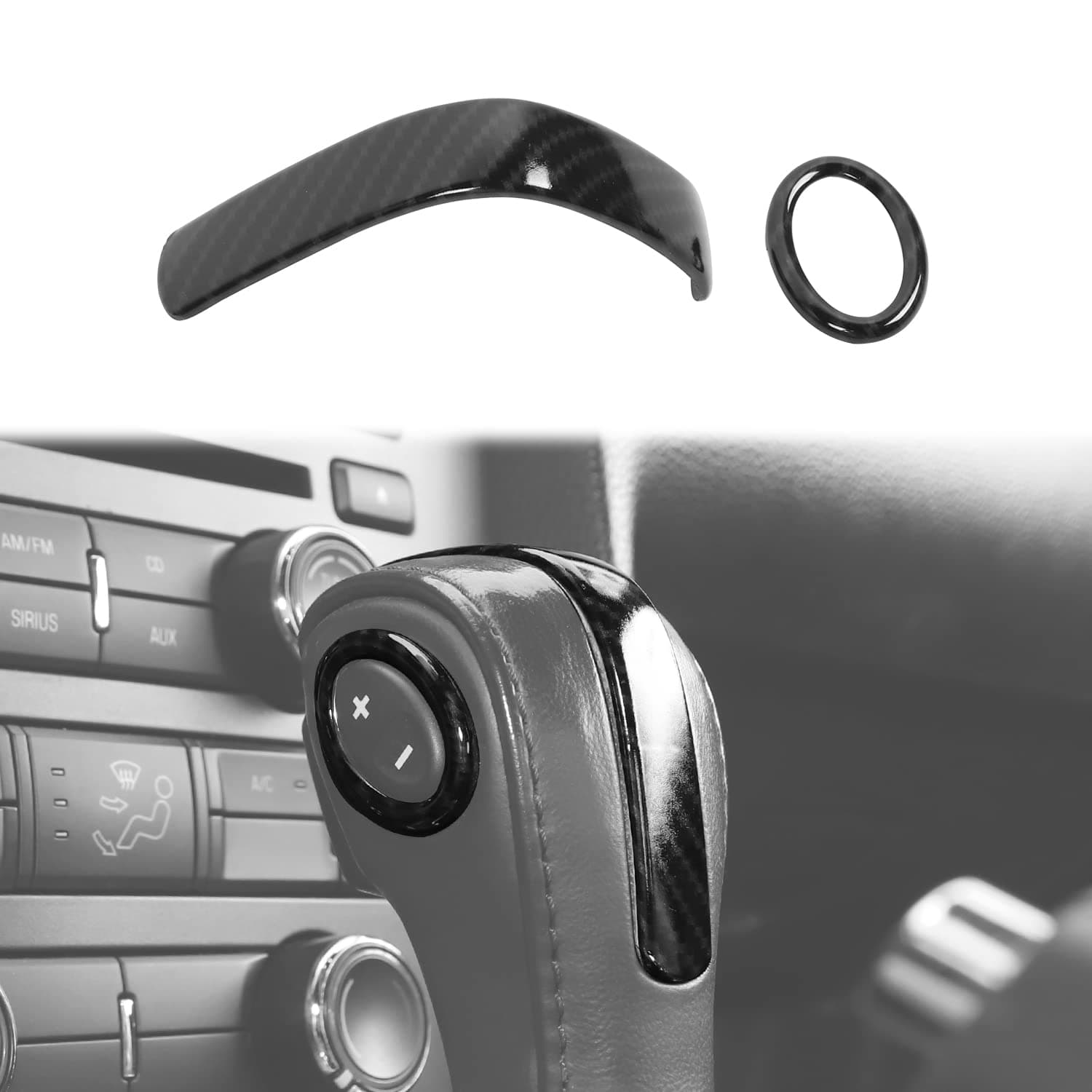 for Ford Gear Shift Knob Cover Compatible with Ford Mustang 2010-2014, Carbon Fiber Grain, Interior Accessories