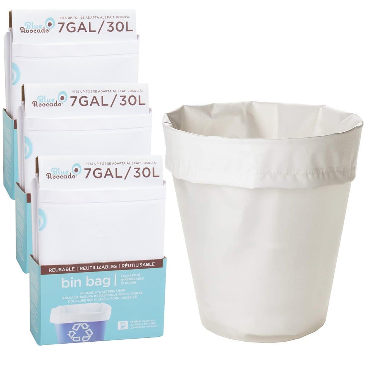 Blue Avocado (3 Pack) Eco Friendly Trash Can Liners Reusable Trash Bags Home Office Bathroom Kitchen