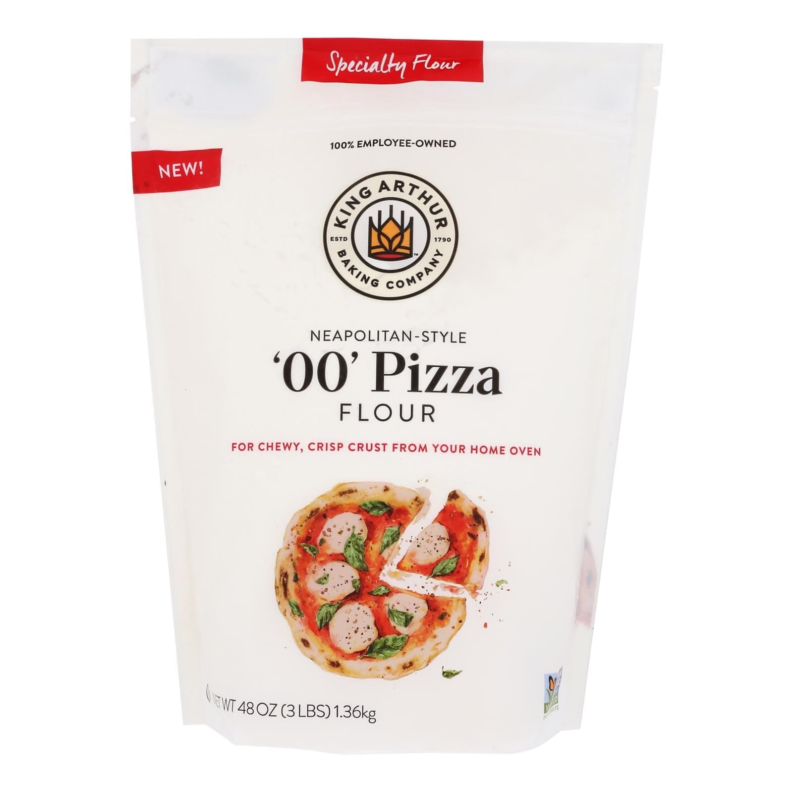King Arthur, ’00’ Pizza Flour, Specialty Flour, Blend of 100% American-Grown Wheat, Non-GMO Project Verified, 3 Pounds(Pack of 4)