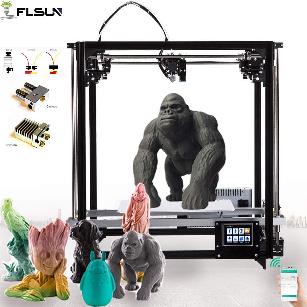 FLSUN 3d Printer Square DIY Kit Touch Screen Auto Leveling Printing size 260X260X350 with Auto Level heated Bed Precision (Touch Screen+ Dual nuzzle)