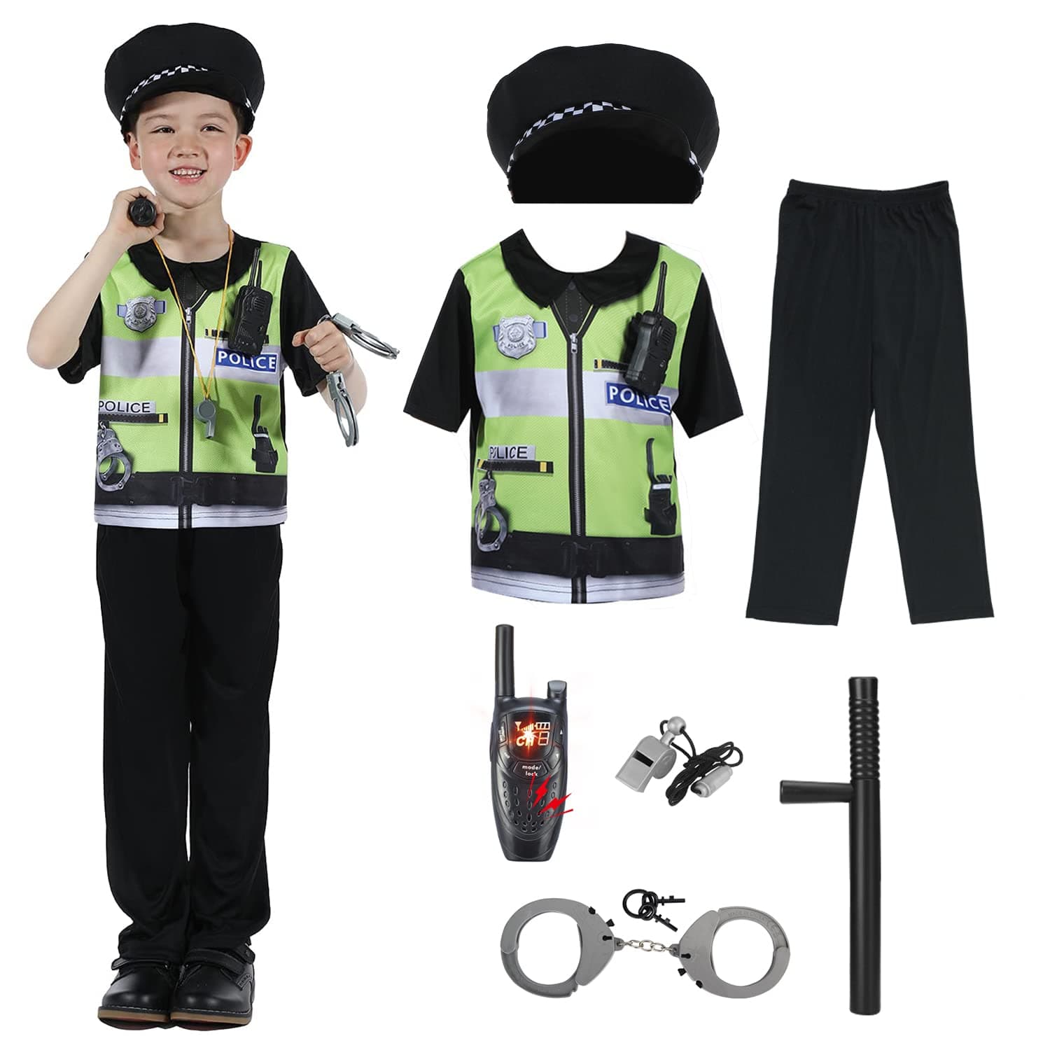 Kids Police Officer Costume Childs Policeman Outfit Cop Fancy Dress Up Cosutme for Boys and Girls
