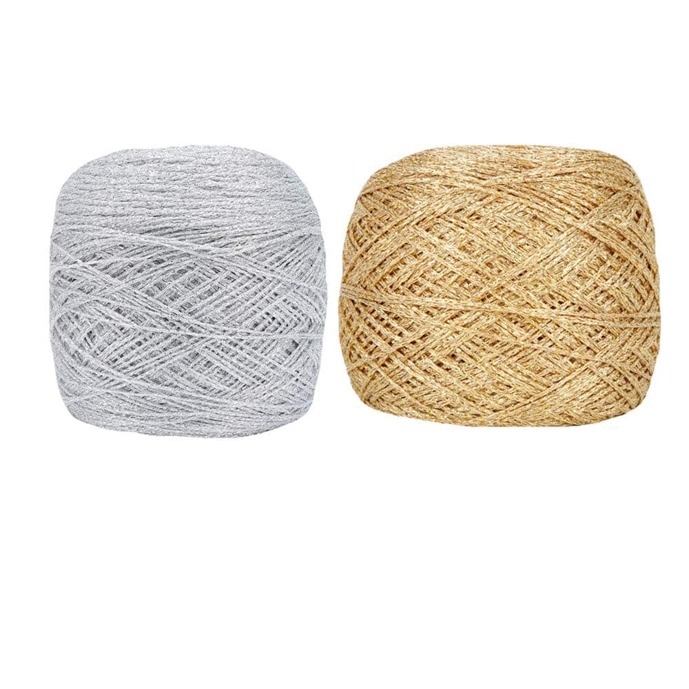 Clisil 50g Silver & Gold Lurex Glitter Yarn - Metallic Crochet Thread for DIY Art, Bags, Accessories, Sweaters, Scarves, Home & Wedding Decorations