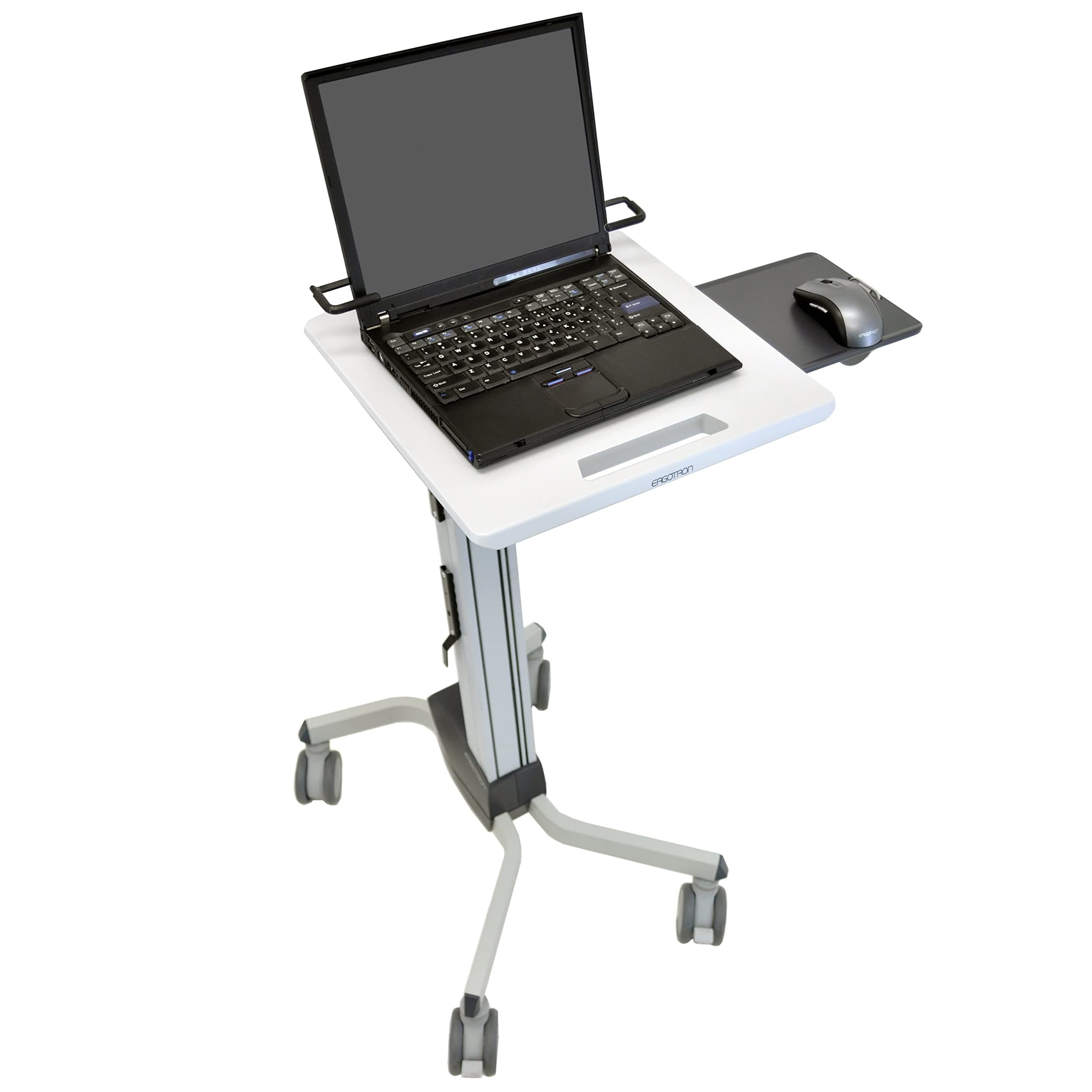 Neo-Flex Rolling Laptop Cart, Mobile Standing Desk Workstation – Laptop, Grey