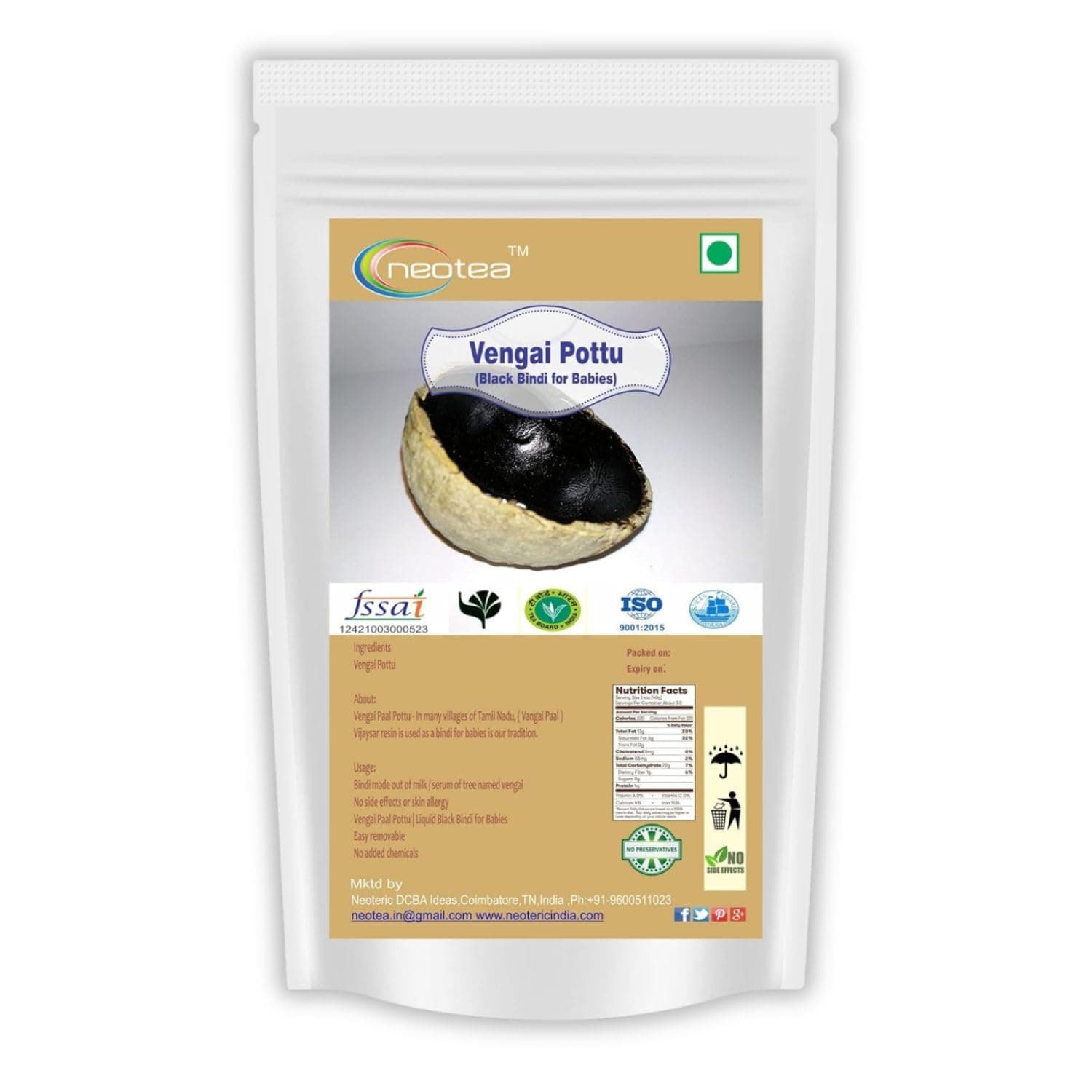 Neotea Vengai Pottu Black Bindi | Black Kajal for Babies Vengai Traditional Dhrishti Pottu | Chukka | Pottu Achulu for Kids | Bindi for New Born Baby & Kids | It Can be Removed Easily While Bathing with Water (4 Piece)