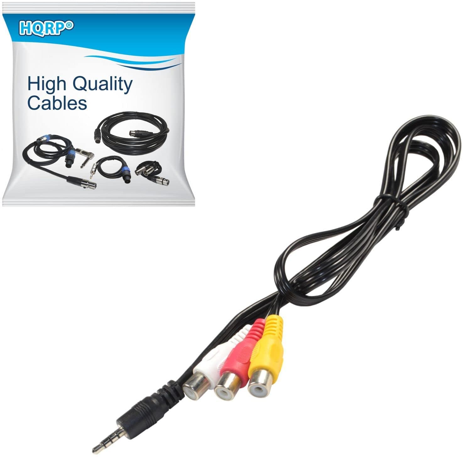 HQRP AUX 1/8" (3.5mm) Male to 3 RCA Female Cable for Pioneer CD-RM10 Replacement fits Pioneer AVIC-D3, AVIC-X3, AVH-P5900DV headunit Plus HQRP Coaster