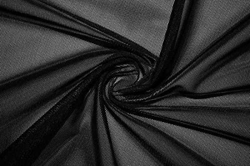 Power Mesh Knit Nylon Lycra Spandex Swimwear Dancewear 58"-60" Wide by The Yard (Black)