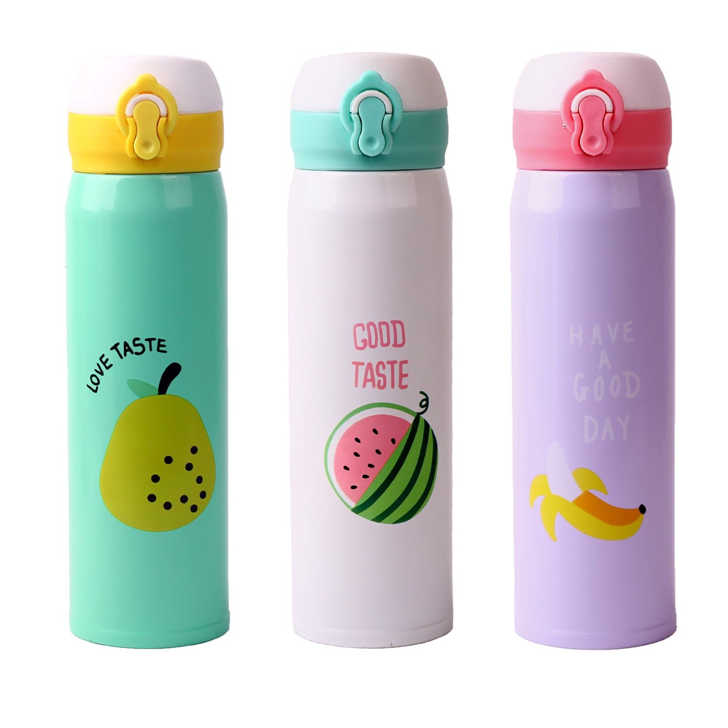 San Zi 15 Oz Cute Vaccum Stainless Water Bottle, Sports drinking Bottle,Leak-proof vaccum cup,Travel mug,Outdoor stainless steel flask,With Flip Lid