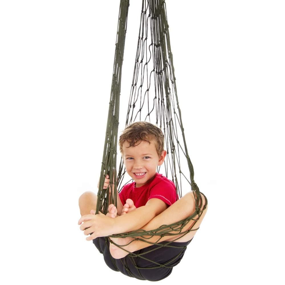 Mesh Swing Seat Hanging Hammock, Fun Rope Pod Chair for Camping, Travel, Hiking, and Backyard Relaxation, Comfortable and Easy to Hang, Supports Kids, Teens, Adults